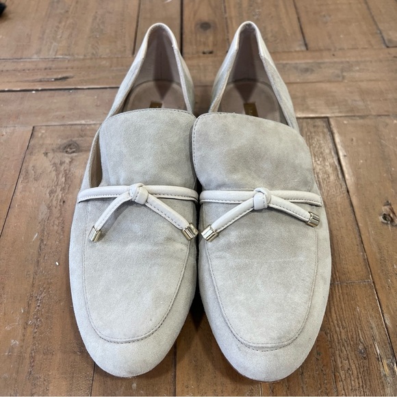 Louise Et Cie Tan Suede Leather Tie Almond Toe Loafer Flats 8 Old Money Preppy - Picture 3 of 13